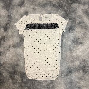Motherhood Black and White Polka Dot Short Sleeve Top